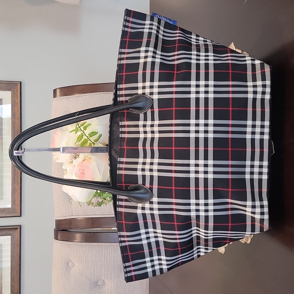 Burberry Black and Red Plaid Tote